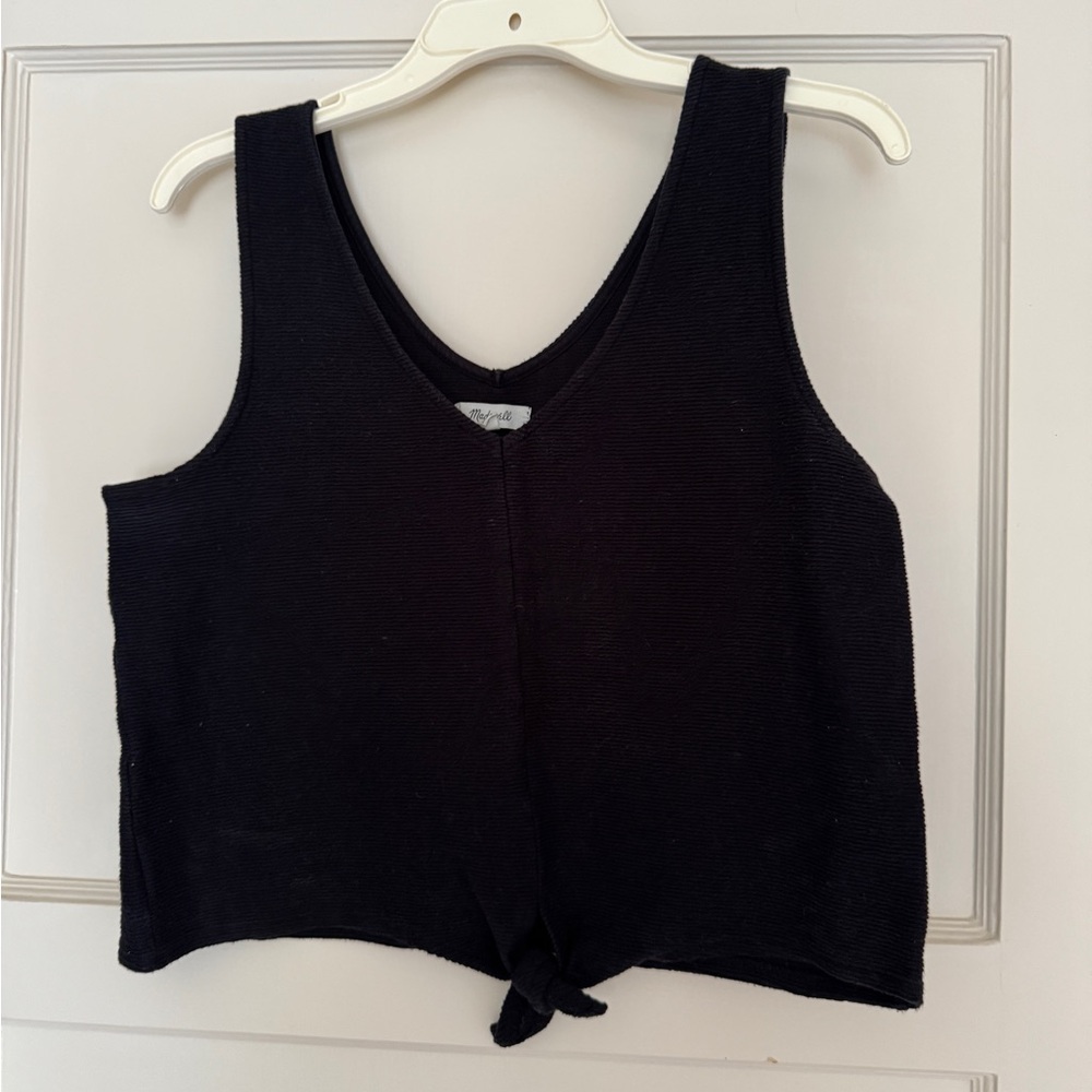 Madewell knot-front textured tank top, size L